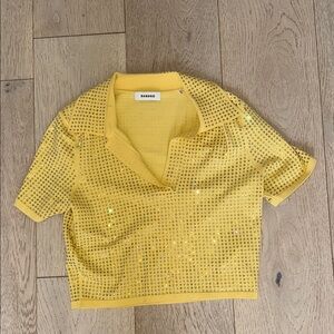 Sandro Vibrant Yellow Embellished Top